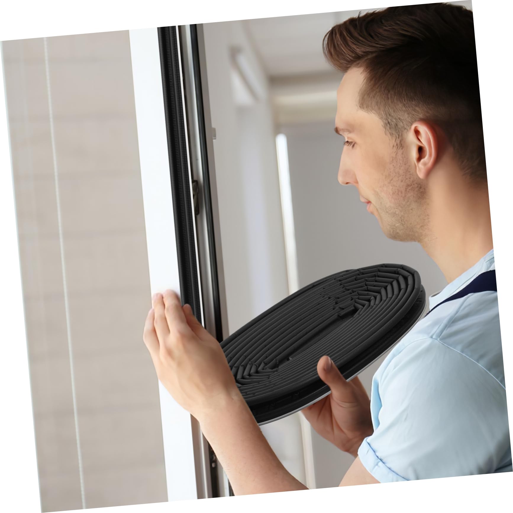 SHINEOFI Guarnizione in Pu per Porte e Porte Scorrevoli, Paraspifferi a V per Isolamento Termico e Acustico, Adesivo per Cornice e Soglia