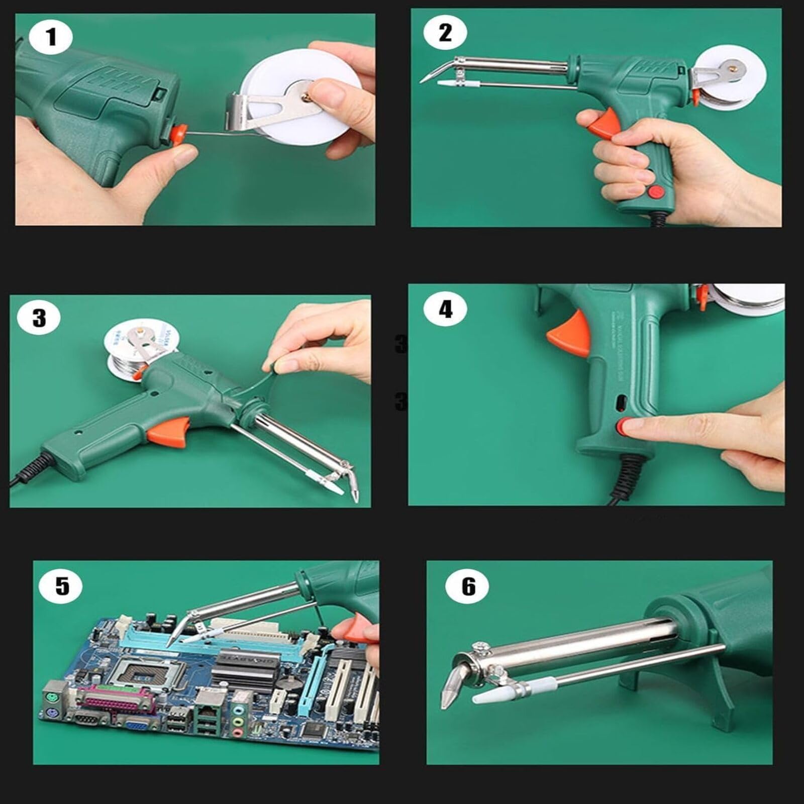 Ensemble de fer à souder, ensemble de pistolet à souder multifonction, kit de soudage à l'étain à envoi automatique, pistolet à étain à alimentation manuelle à chaleur interne, for les réparations de