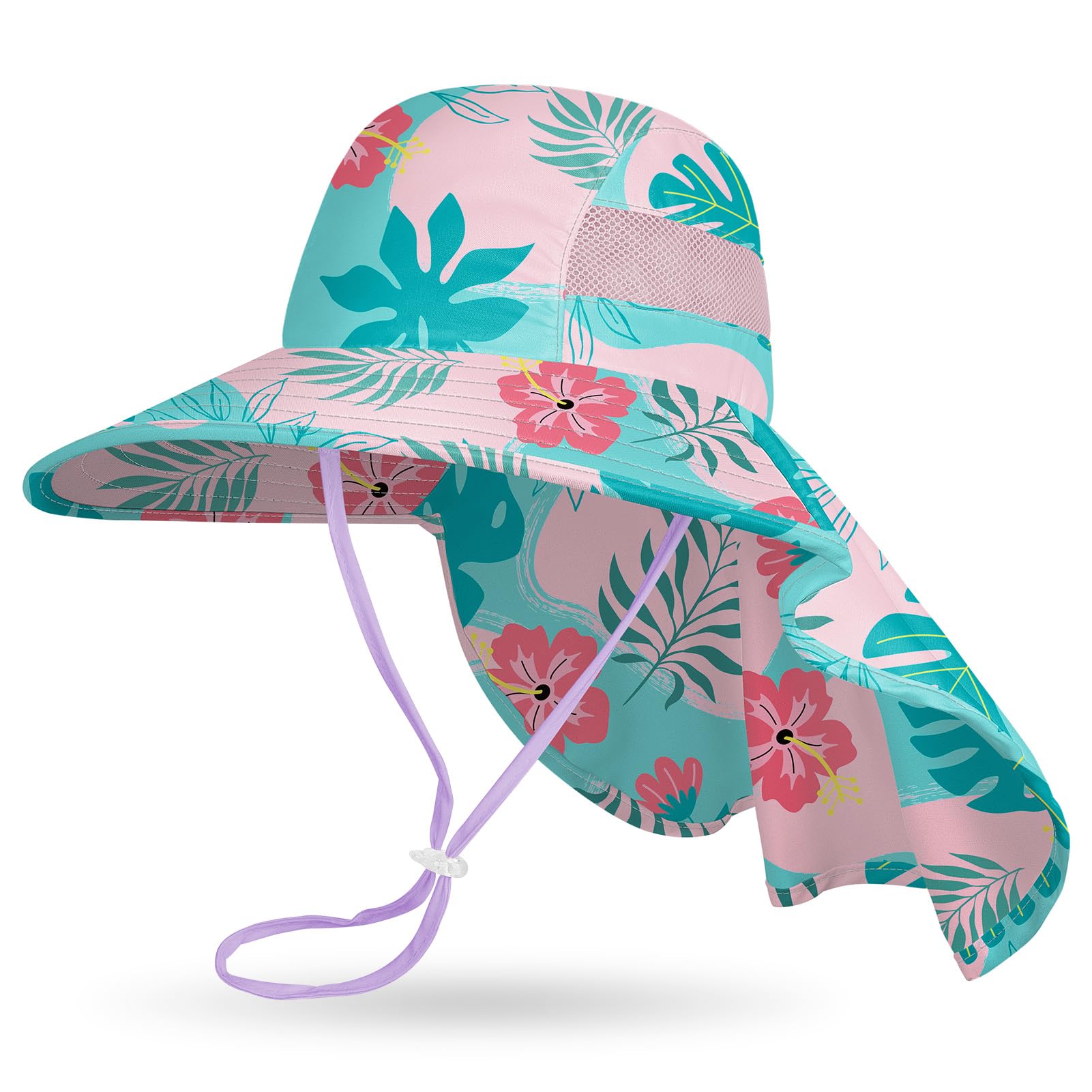 MHJY Kids Sun Hat Girls UV Protection Summer Hats Adjustable Beach Cap Unicorn Bucket Hats with Wide Brim Neck Flap for Toddlers 2-9 Years — view 8