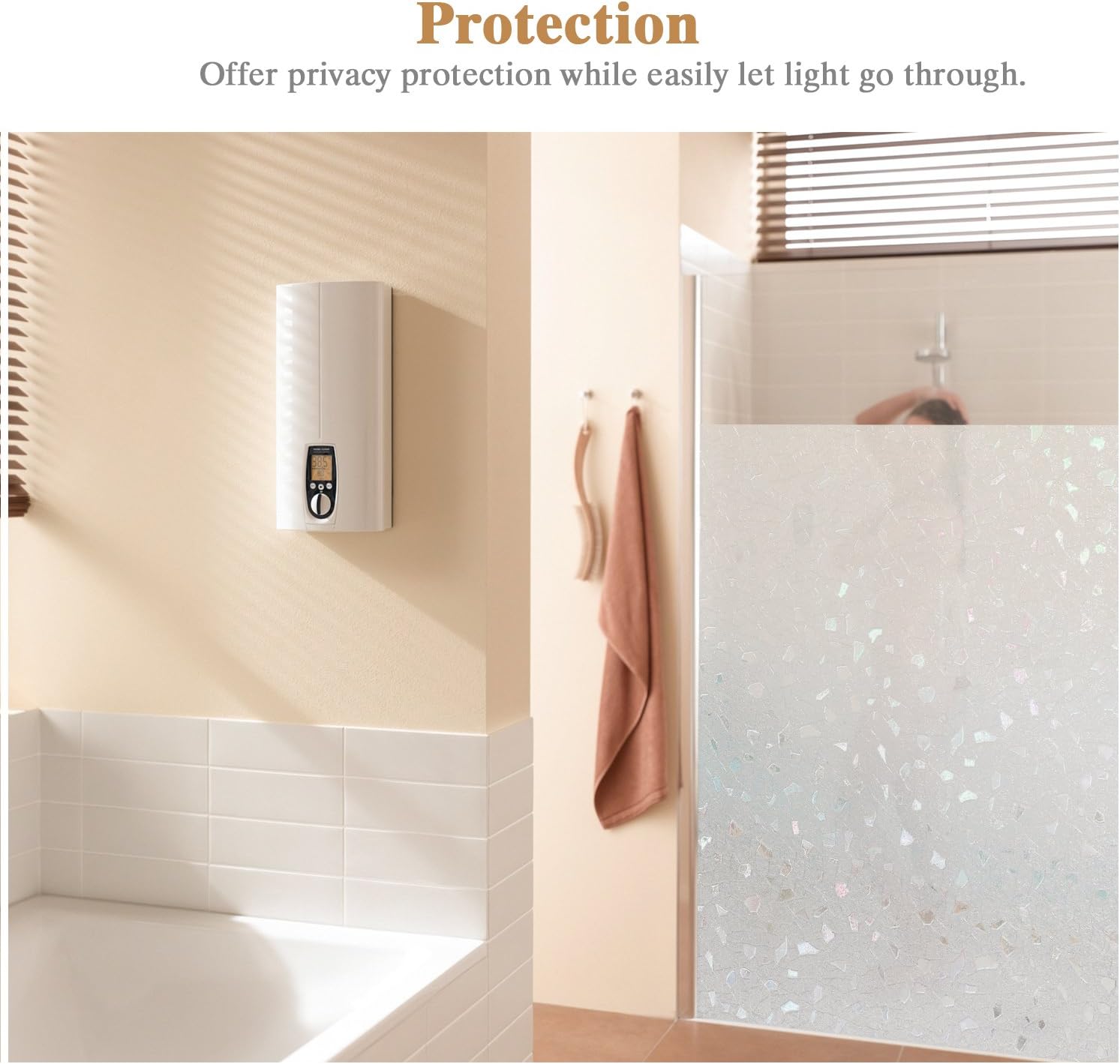 Housolution 3D Privacy Window Films, No-Glue Static Privacy PVC Window Films Non-Adhesive Frosted Glass Sticker Heat Control Anti UV Protective Cover for Home Decor, Colorful Stone (78.7 x 17.7 in)