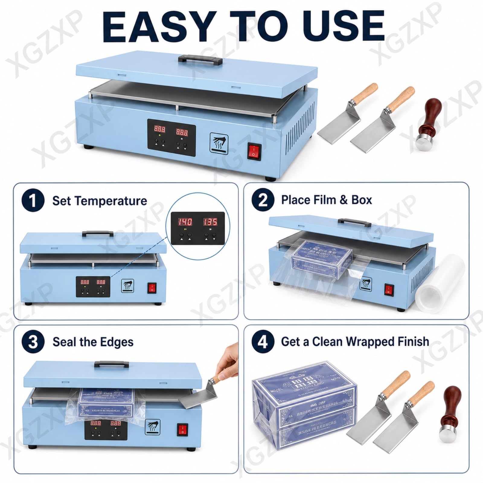 Máquina Manual Para Envolver Con Celofán, 1200 W, Con Control De Temperatura De 200 ℃, Placa Calefactora De Aluminio De 400 X 300 Mm, Para Perfumes, Cosméticos, Cajas De Póker Y Películas De Pvc