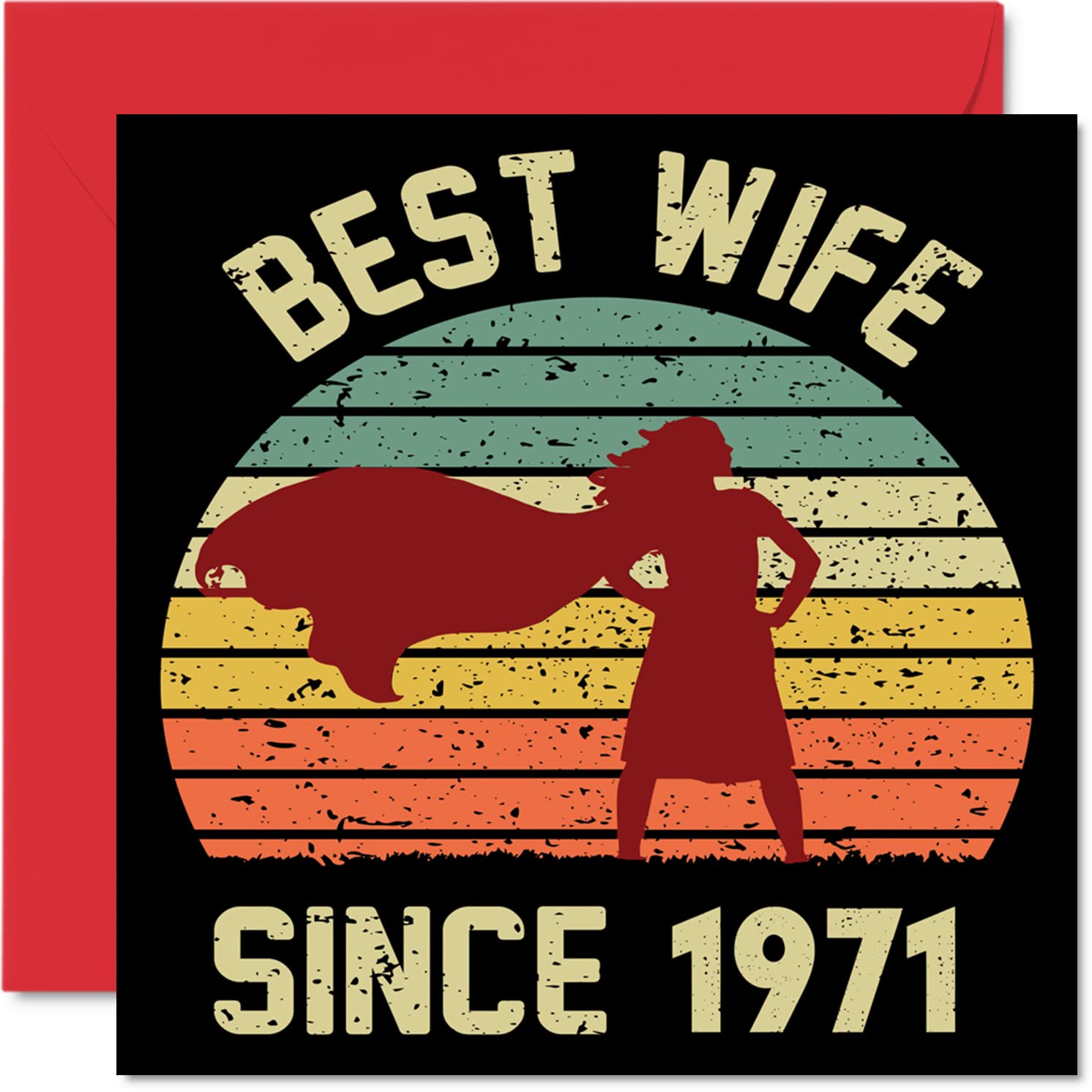 55th Anniversary Card for Wife from Husband - Best Wife Since 1971 - I Love You Gifts, Happy 55th Wedding Anniversary Cards for Partner, 145mm Greeting Cards Anniversaries