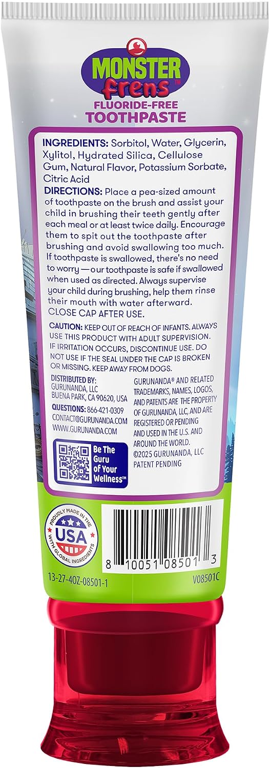 GuruNanda Toddler Kids Toothpaste, Mixed Berry, Ages 1+, 4.2 oz