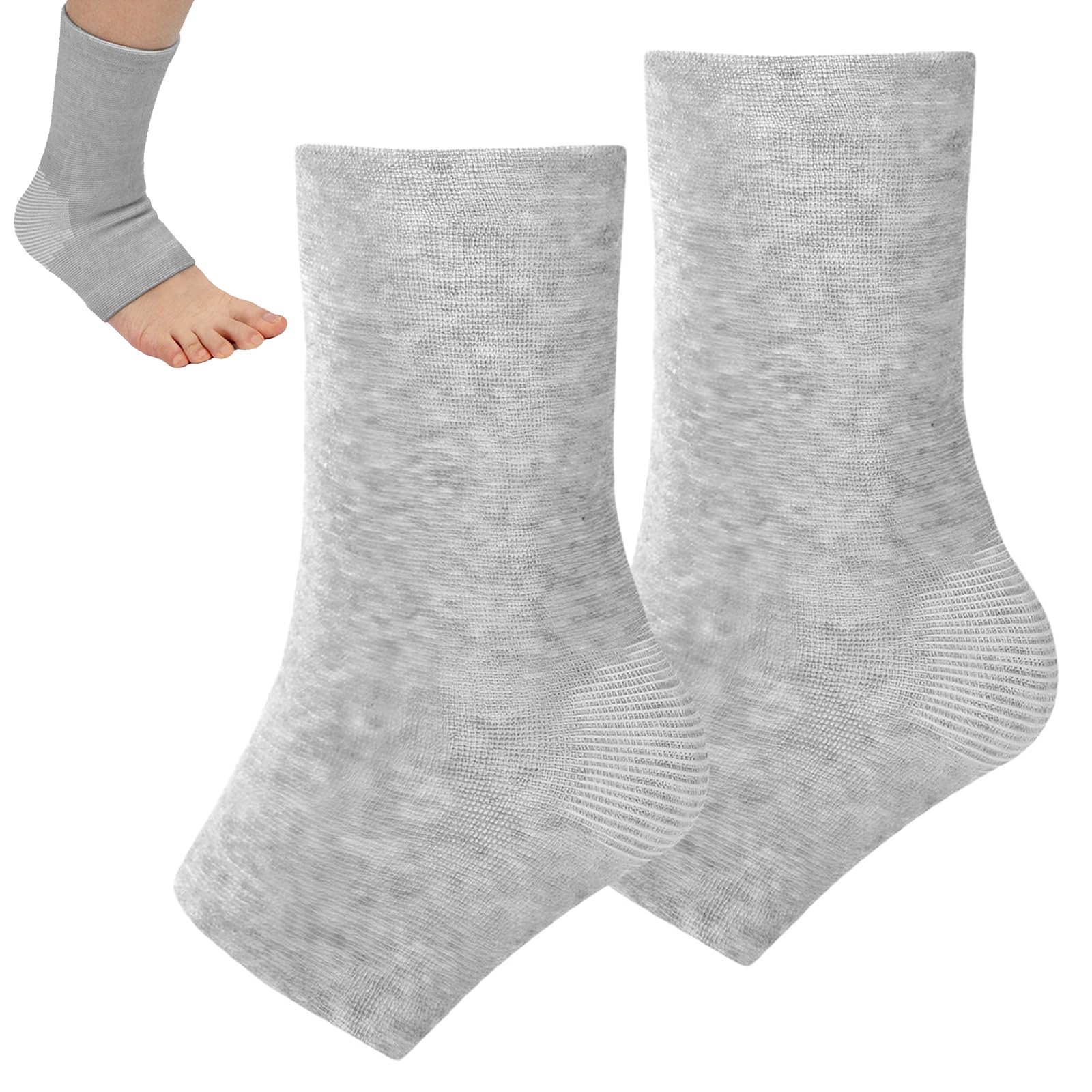 Xorim Ankle Compression Sleeve, Foot Compression Sleeve, Soft and Breathable Bamboo Foot Sleeves, Foot Pain Relief Socks for Arch Support, Swelling of