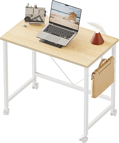 Mericonia - Escritorio de computadora rodante con ruedas, escritorio para juegos para espacios pequeños, mesa de estilo simple y moderno para