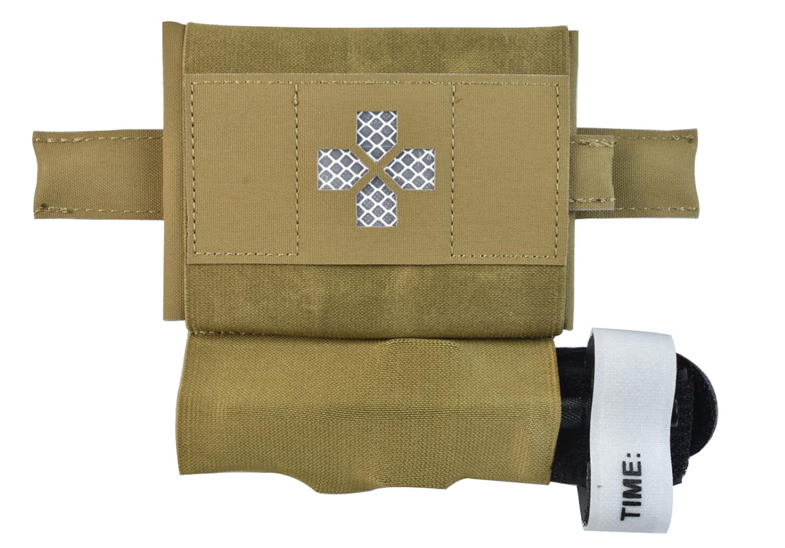 Tactical IFAK Pouch Belt Micro Med Kit Medical Pouch First Aid Micro Trauma Kit Military with Rotate The Metal Rod Tourniquet (Tan)