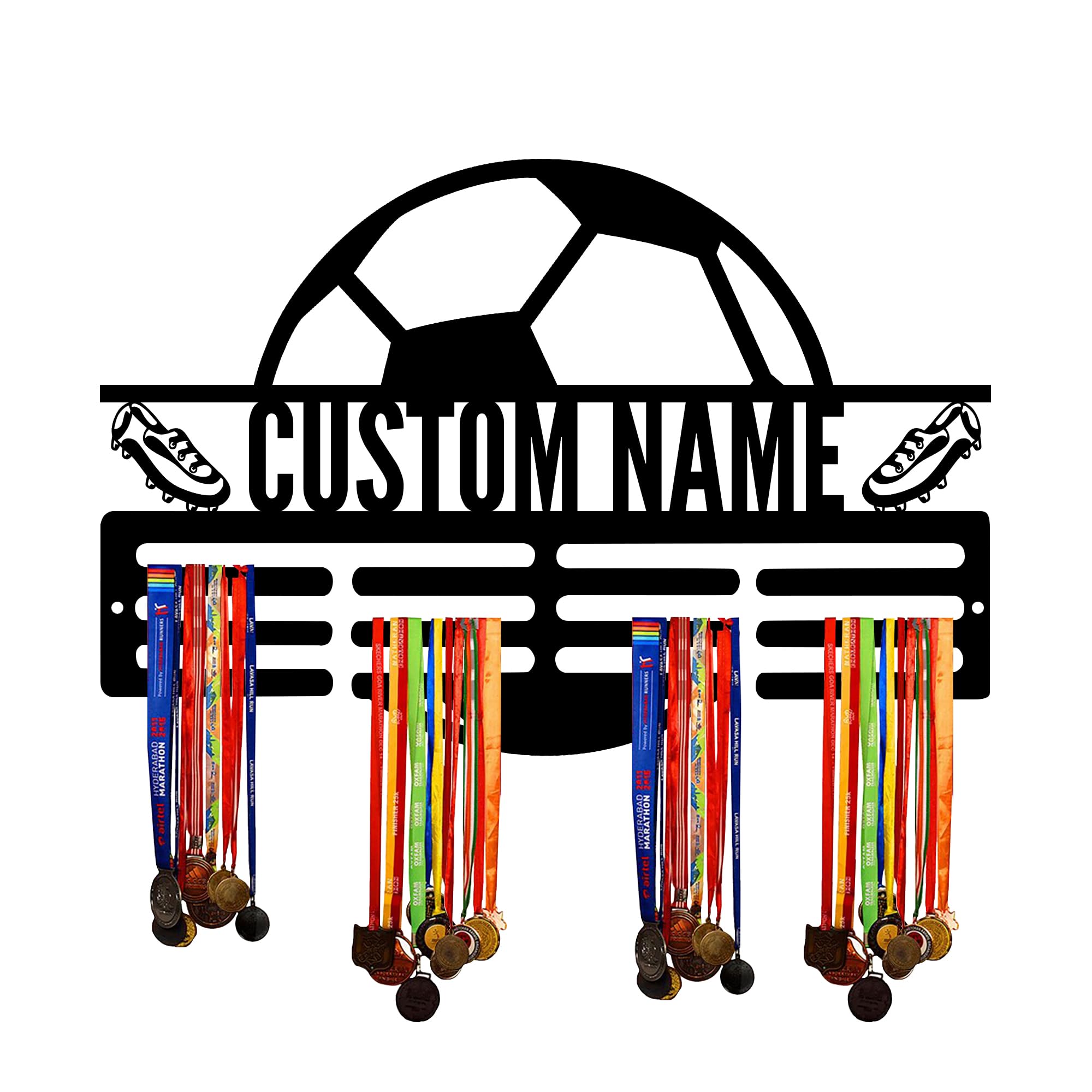 Soporte de exhibición personalizado para medallas de fútbol, estante de premios escalonado