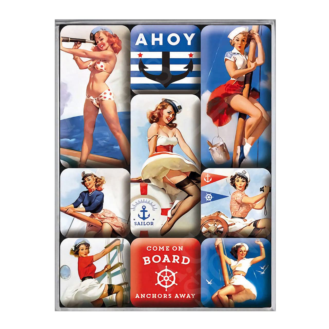 Pin Up Girl Metal Sign Print Poster, 8x6in Ref230