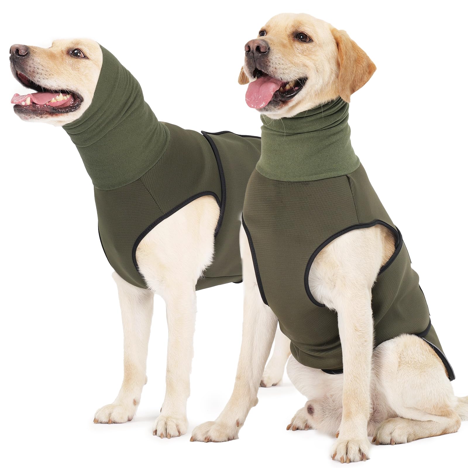 ROZKITCH Dog Anti-Anxiety Vest, Breathable Jacket for Fireworks & Travel, Adjustable Calming Hoodie for Noise Block & Ear Protection ArmyGreen 3XL