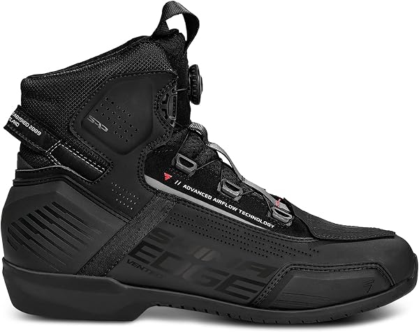 SHIMA EDGE Vented, Motorradschuhe für Männer - Verstärkte Straßenreitschuhe mit ATOP-Verschlusssystem, Knöchelstütze, Rutschfeste Sohle, Schaltgriff (Schwarz, 45) - 3