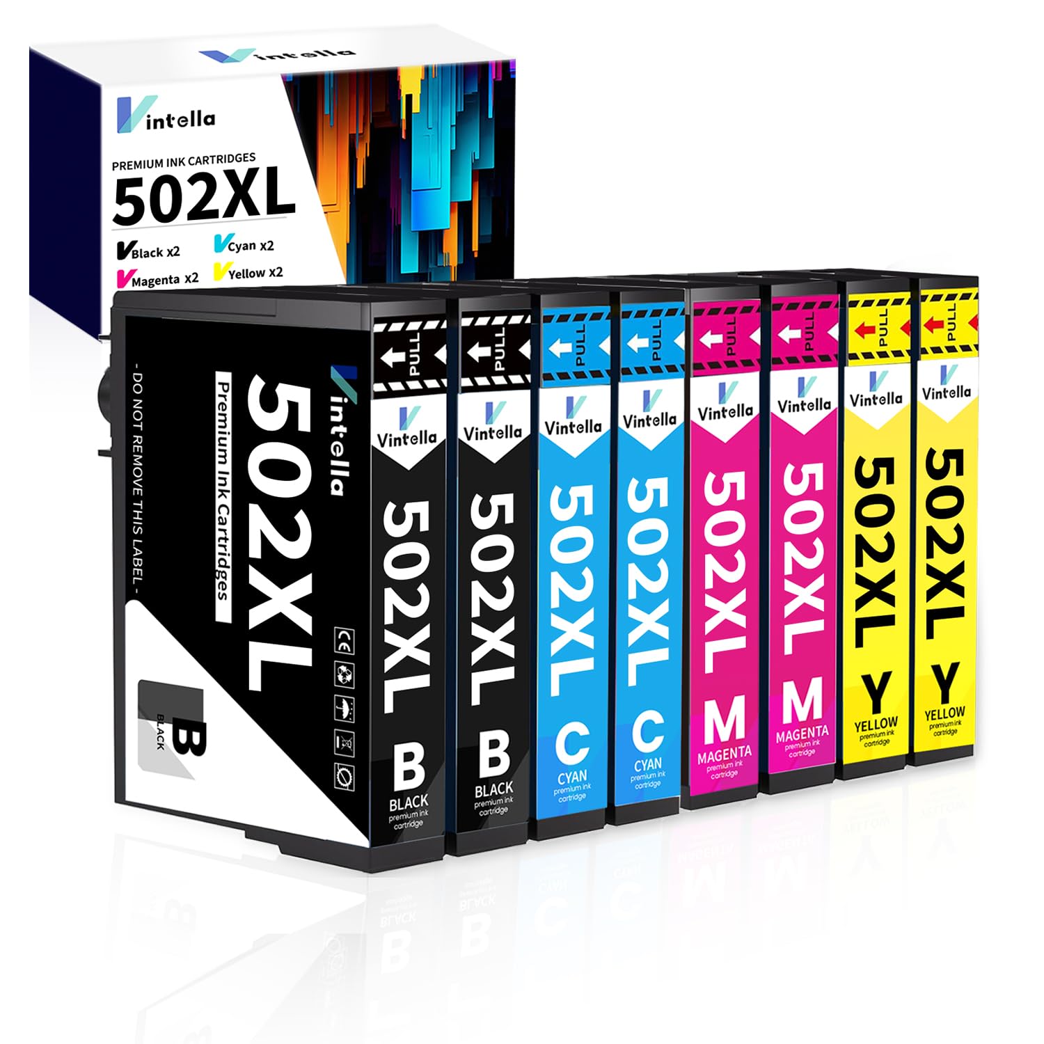 Vintella Cartucce 502XL Sostituzione per Epson 502 Multipack per Epson Expression Home XP-5100 XP5100 XP-5105 XP-5150 XP-5155 Workforce WF-2860 WF-2865 WF-2880 WF-2885 (8 Pezzi)