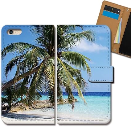 Amazon Co Jp Iphone6 4 7 Iphone6 ケース 手帳型 海 手帳ケース スマホケース カバー 海 リゾート 砂浜 ヤシの木 椰子 デザインb E 家電 カメラ