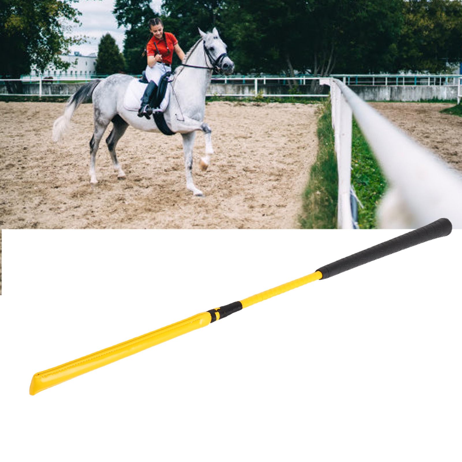 Tonysa Frustino da Equitazione in Pelle Verniciata con Manico in Silicone Antiscivolo per Gare di Sport Equestri