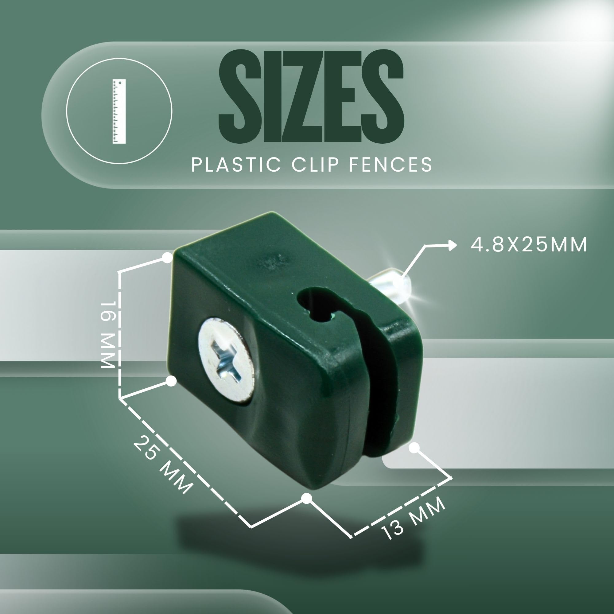 DOJA Barcelona Clip Plástico para Cercas - Pack 50 de Color Verde - Material Resistente - Abrazaderas para Cercas de Fácil Montaje - Clips de Plástico para Cercas con Tornillo de Fijación Segura