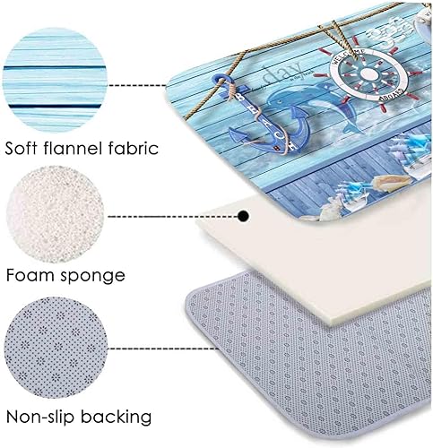 Miniatura 10 de Alfombras de baño de espuma de esponja absorbente suave para baño y cocina (23.5 x 59 pulgadas), tapete de franela antideslizante brillante