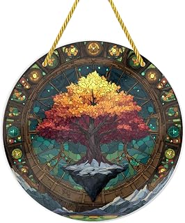 Floating Tree Island, 1PC Stained Glass Styles Acrylic Hanging Ornaments, 8×8inch Decorative Signs, Acrylic Suncatchers Ideal for Garden, Fantasy Home Decor, Wall Art, Gifts, Windowsill