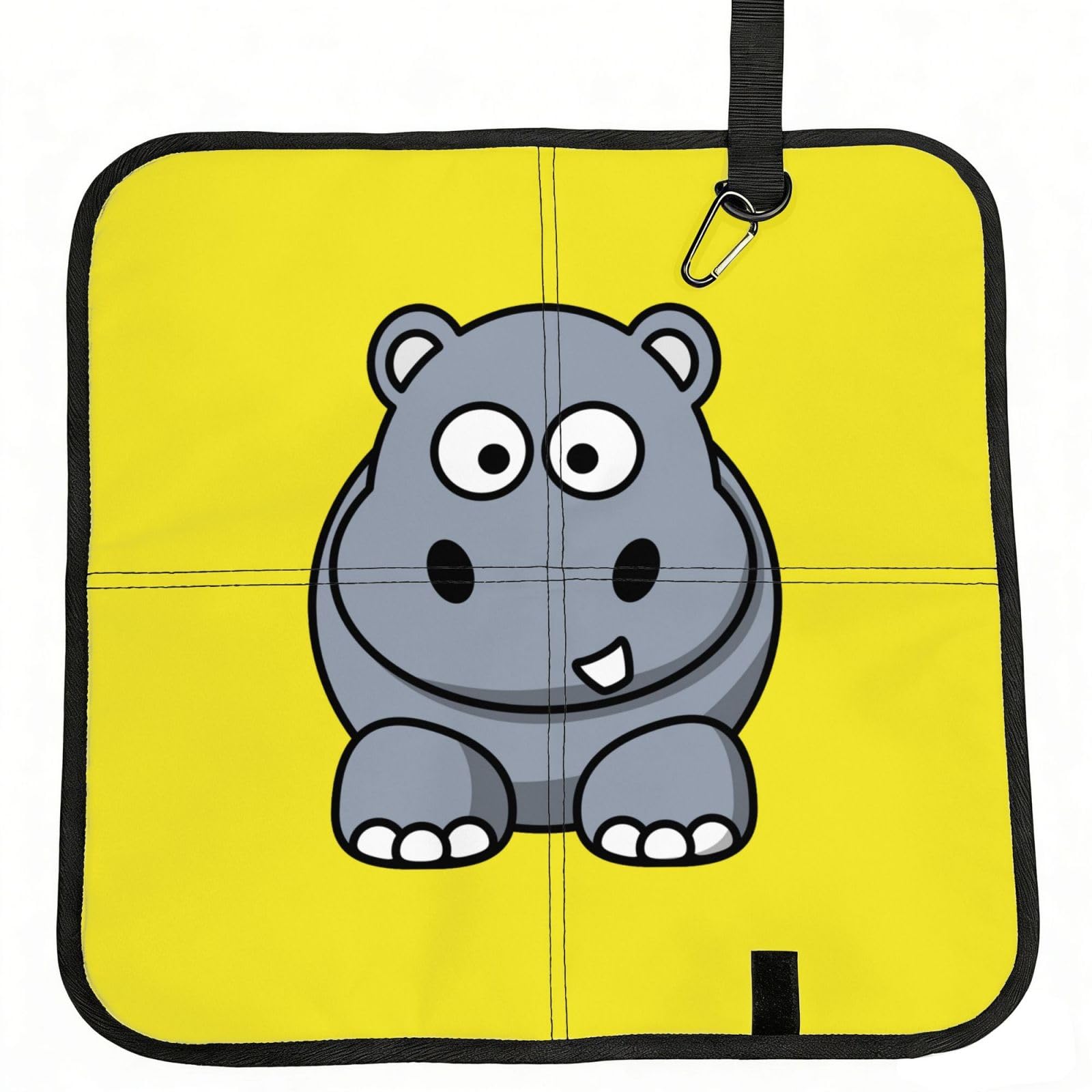 ERCgad Cartoon Gray Hippopo Print Foldable Seat Cushion Portable Chair Pad Lightweight Travel Outdoor Office Home