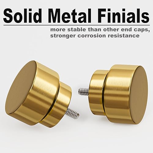 Miniatura 2 de Barras de cortina doradas modernas para ventanas de 48 a 84 pulgadas de longitud ajustable, resistentes, de 1 pulgada de diámetro, barra de cortina