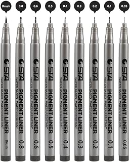 ToneGrip Canetas de tinta de ponta fina preta com micro caneta canetas multilináveis de precisão caneta de desenho preta canetas artísticas à prova d'água ótimo conjunto de 9 para esboçar anime mang ilustração de artista bullet journal