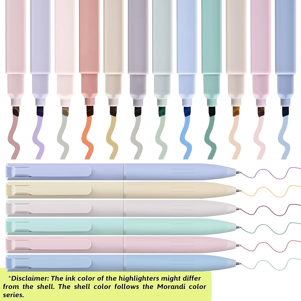 COZCLAM 18 Pastel Highlighters Stationery Set, 12 Aesthetic