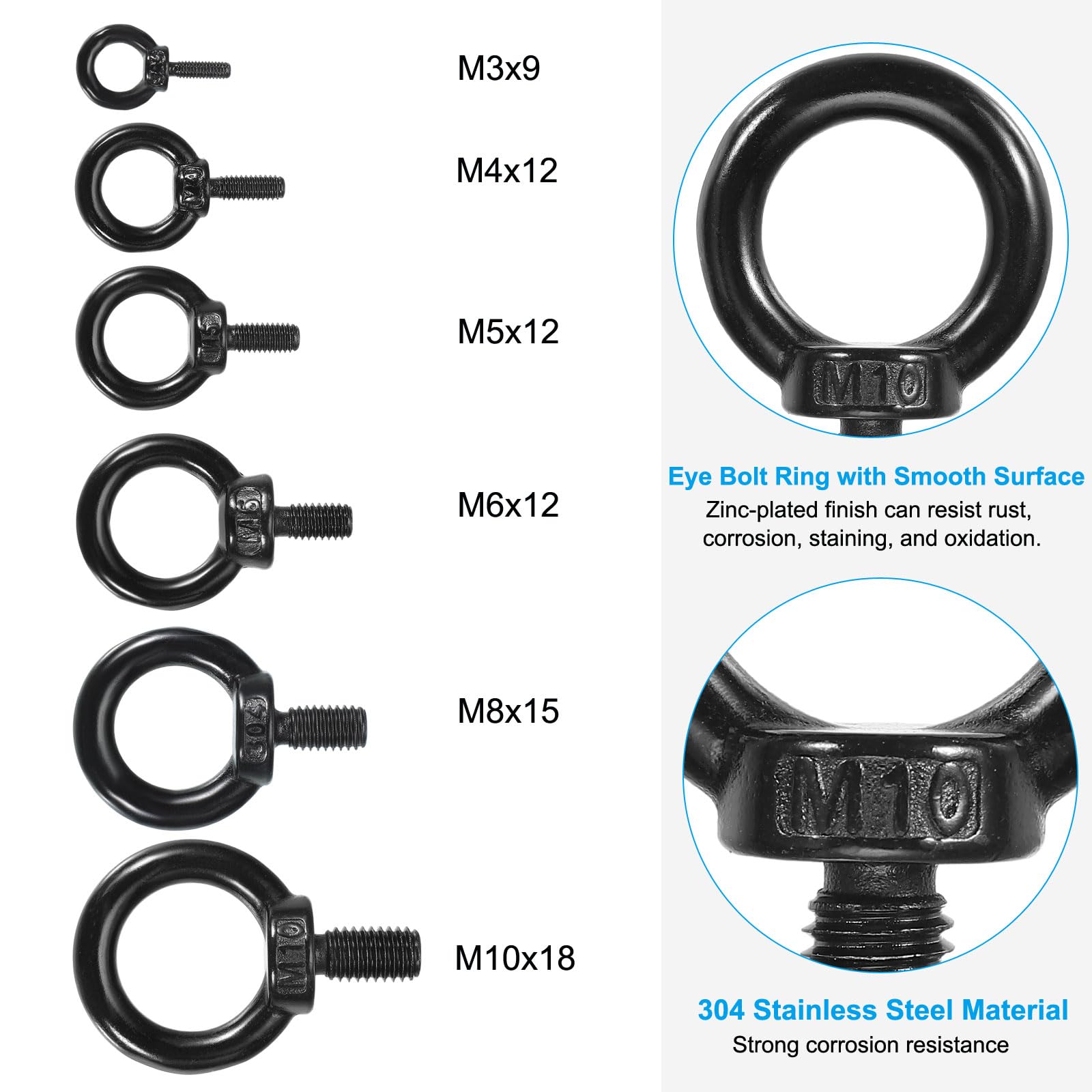 PATIKIL M10x18mm Lifting Shoulder Eye Bolt - Image 3