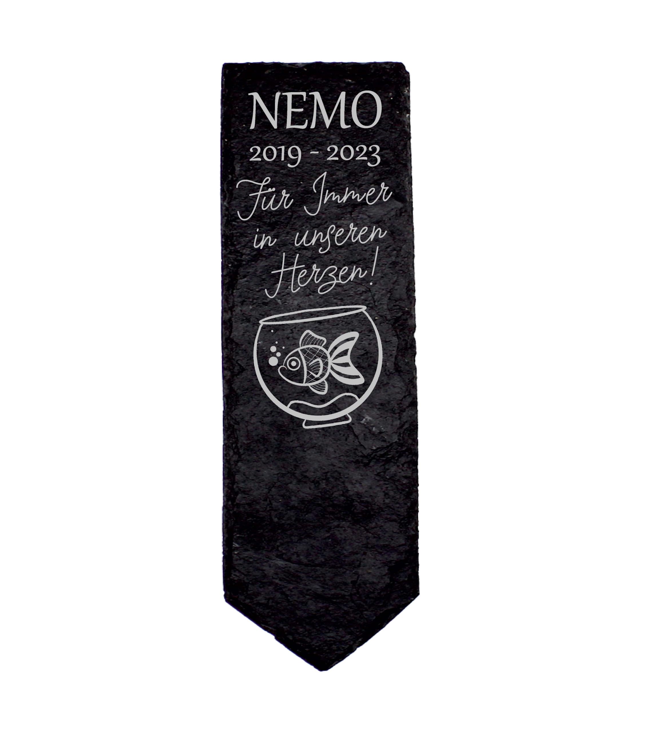 Dekolando Ornamental Fish Aquarium Fish Grave Stake Animal Grave Stone Slate Memorial Plaque Engraved Personalised Keepsake 8 x 22 cm, SW17407