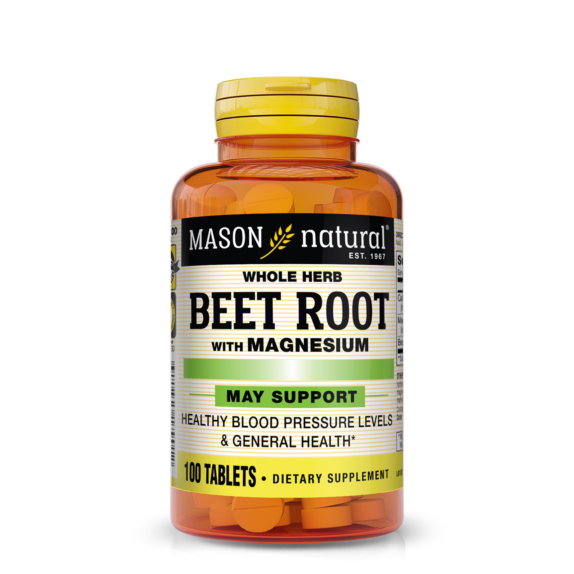 MASON NATURAL Beet Root with Magnesium and Calcium - Healthy Heart and Blood Pressure, Maintain Overall Health, 100 Tablets