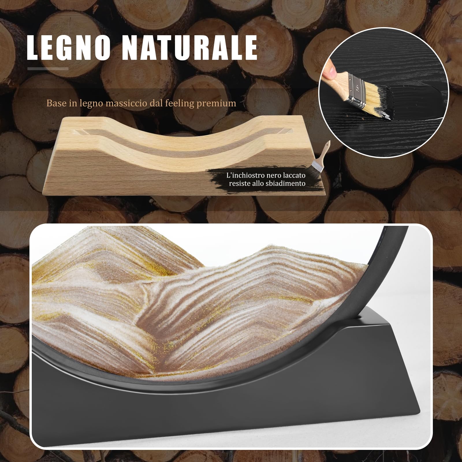 Wai Danie Pittura di Sabbia Che Scorre Quadro Sabbia Movimento sabbia dinamica 3d Hourglass Deep sea Sandscape Display Decorazioni per la Casa e l'ufficio Giocattoli da Scrivania (color caffè, 12")