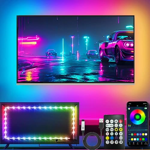 Miniatura 1 de Luces LED para TV, luces LED de 16.4 pies para televisores de 45 a 75 pulgadas, retroiluminación de TV RGB detrás, sincronización de música