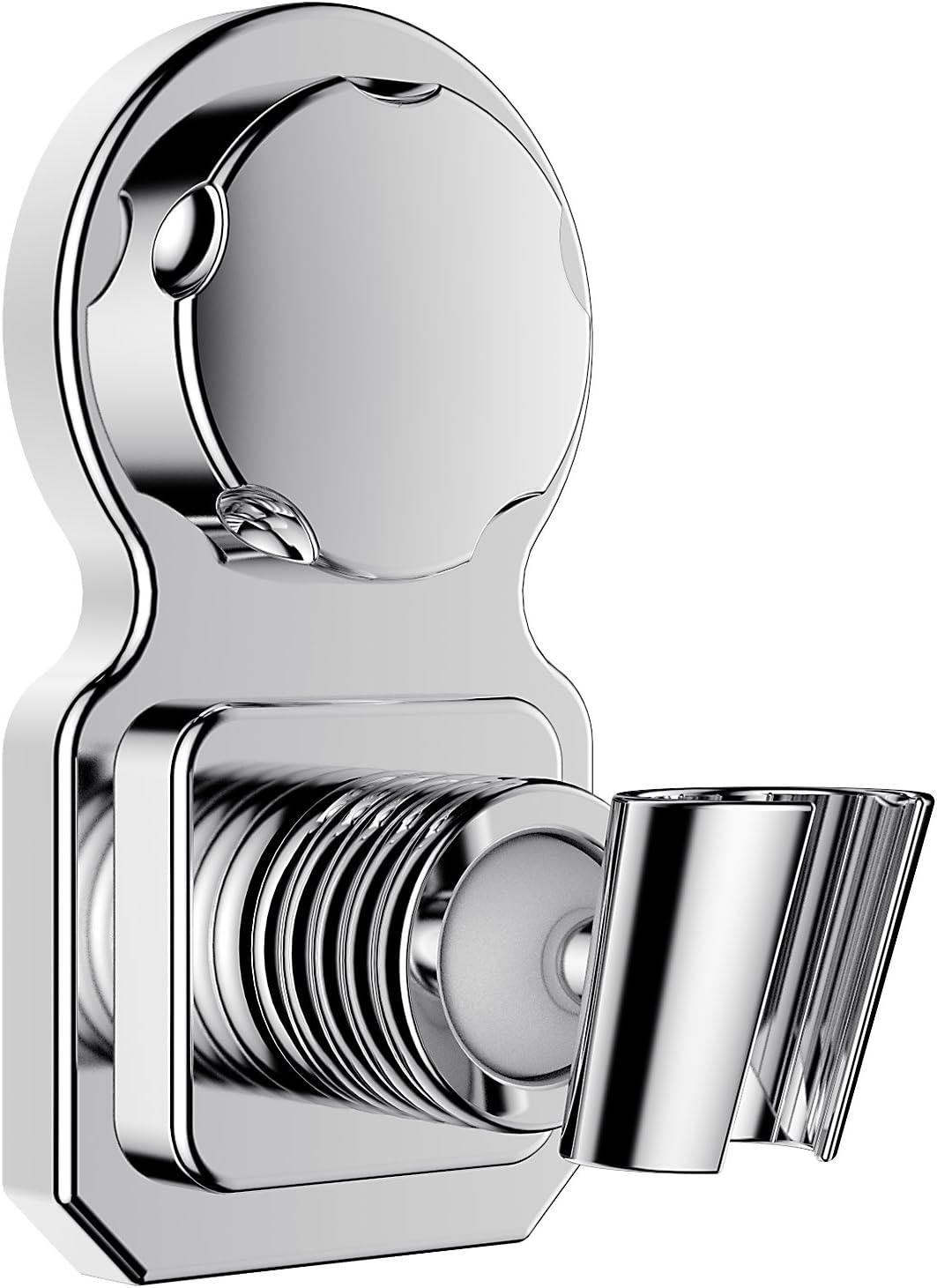 Vacuum Suction Cup Shower Head Holder Shower Head Stand Shower Head Bracket Shower Head Mount Wall Holder Shower Head Clip Reusable Adjustable With Adhesive Stick Disc For Bathroom (Chrome)