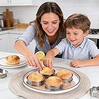 Vista 7 de DATANYA 8Pack 4 Inch English Muffin Rings, Stainless Steel Double Rolled Tart Rings, Round Metal Cooking Pastry Ring Molds for Baking
