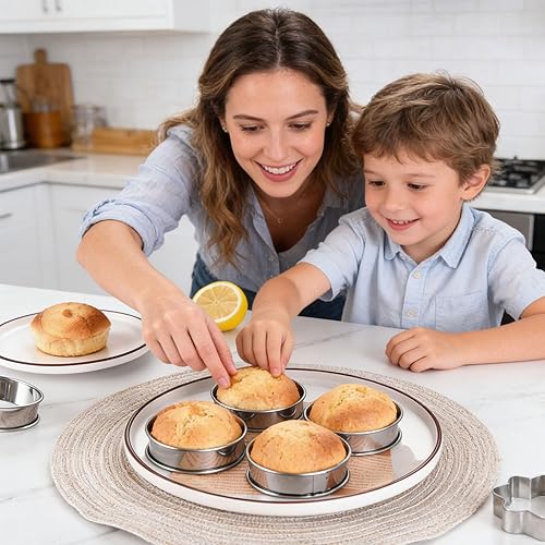 Miniatura 7 de DATANYA 8Pack 4 Inch English Muffin Rings, Stainless Steel Double Rolled Tart Rings, Round Metal Cooking Pastry Ring Molds for Baking