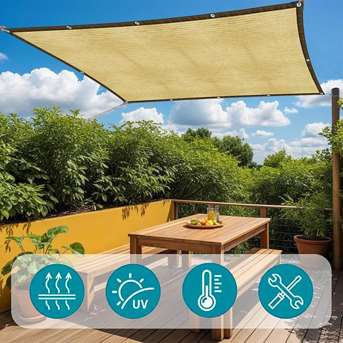 Siatka zacieniająca do roślin, szklarni i ogrodów – Giardino tkanina przeciwsłoneczna z oczkami, odporna na promieniowanie UV, 10 x 20 m, idealna na taras i grządki warzywne.