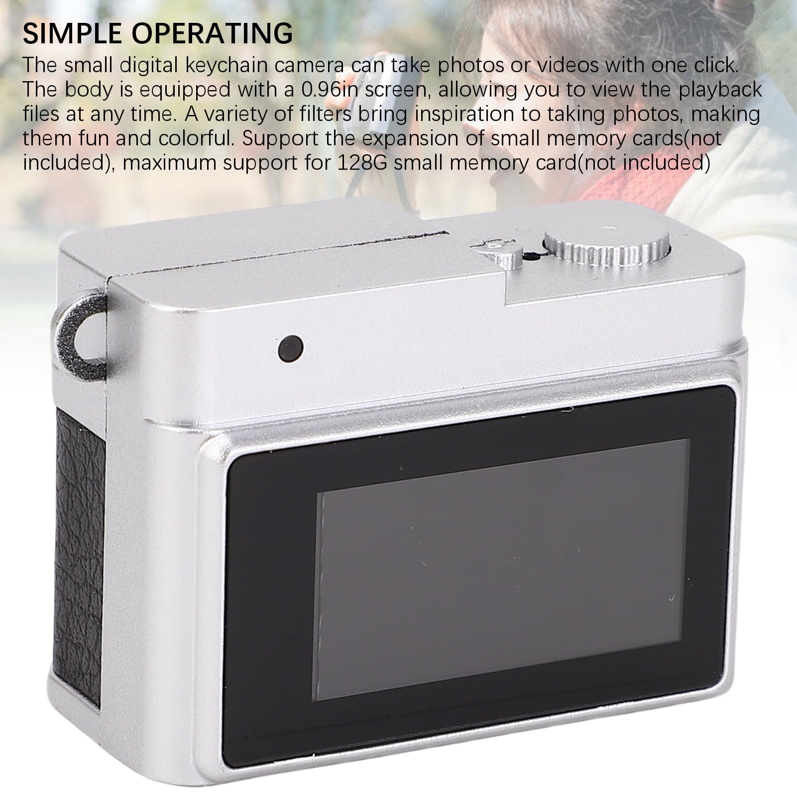 Digitalkamera als Schlüsselanhänger, 1080P Full HD, 20 MP, 0,96-Zoll-Bildschirm, wiederaufladbarer USB-Video-Camcorder mit LED-Licht für Reisen und Outdoor-Abenteuer