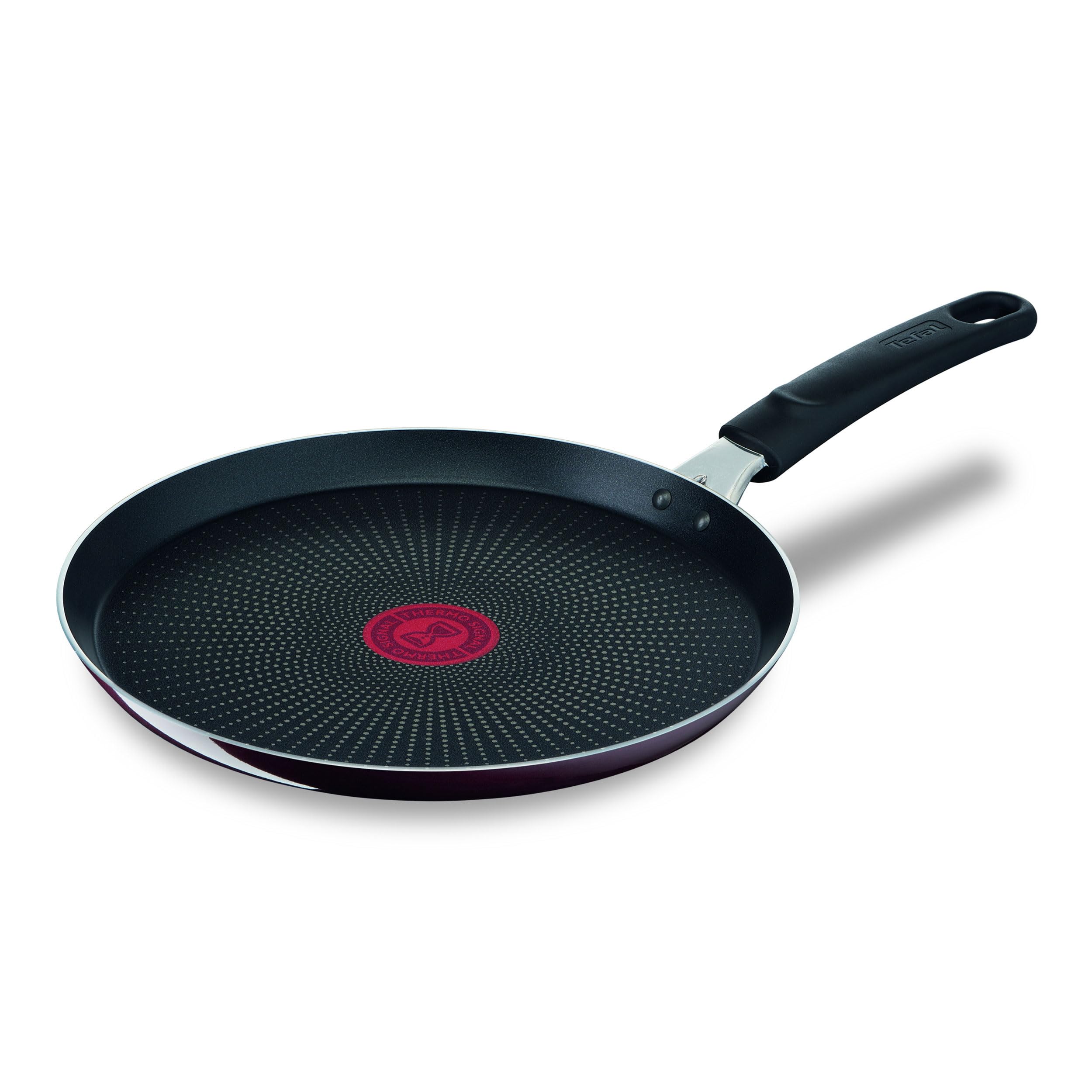 TEFAL Pancake Pan | Resist Intense 25 cm Non-Stick Pancake Pan with Thermo Spot | Burgundy | 2 Years Warranty | D5221083