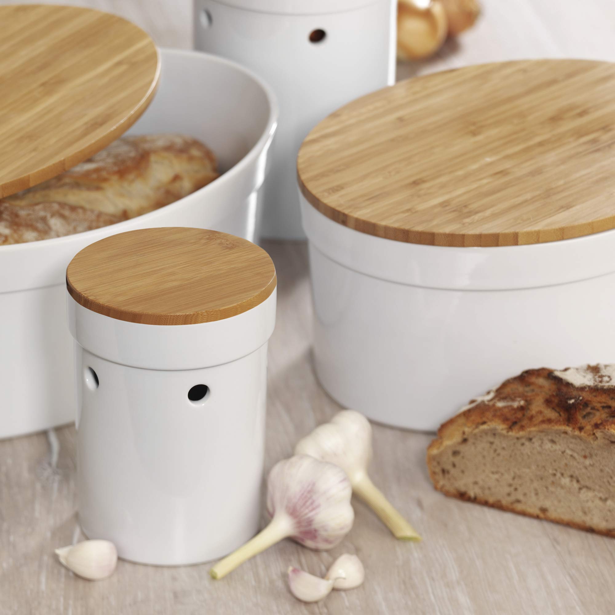 Image secondaire de Pot à Oignon en Céramique avec Couvercle en Bambou - Kela Salena