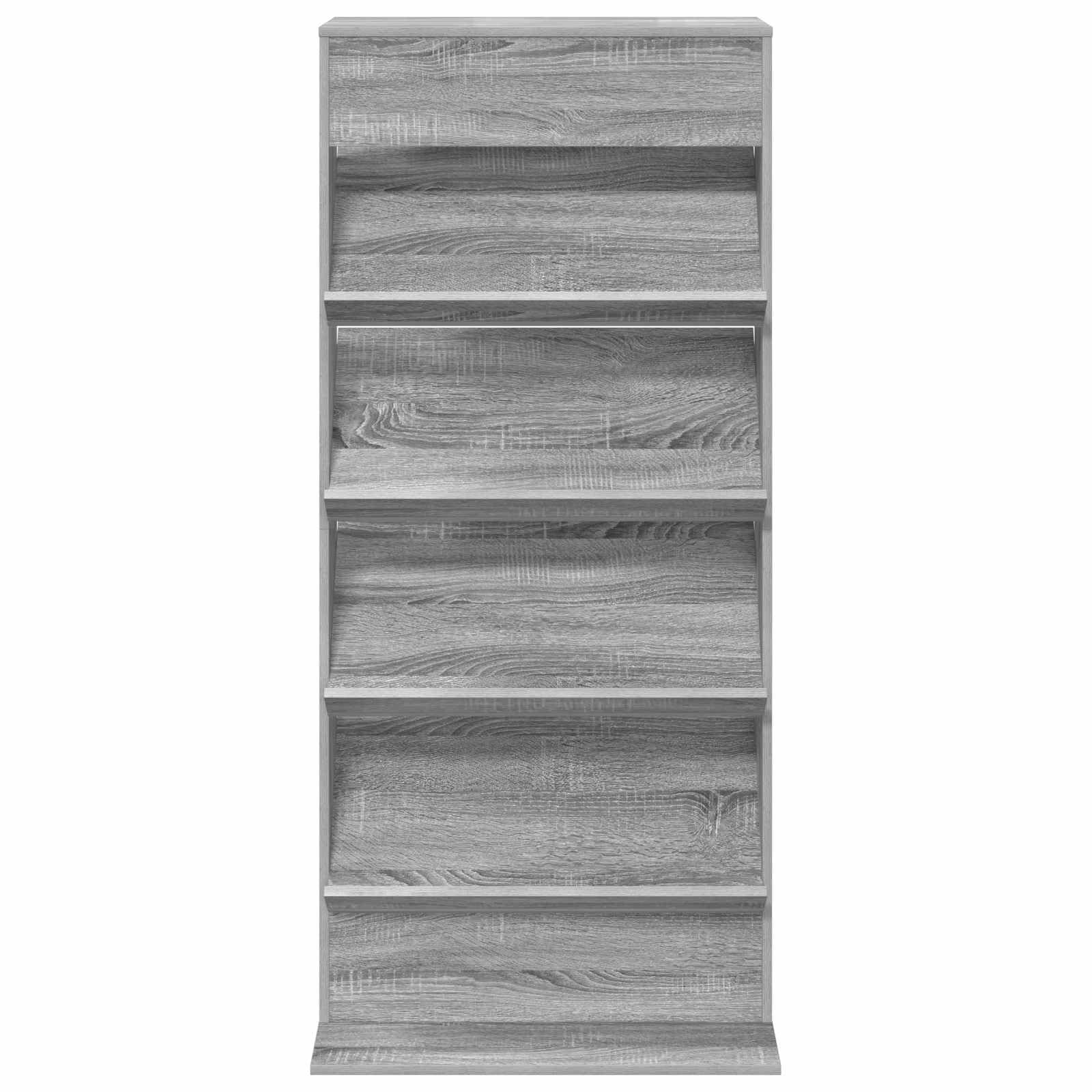 Mangloder - Portariviste grigio Sonoma in legno, 70 x 41 x 156 cm, con 4 ripiani autoportanti, spazio per soggiorno, home theater, gaming e ufficio, facile da pulire
