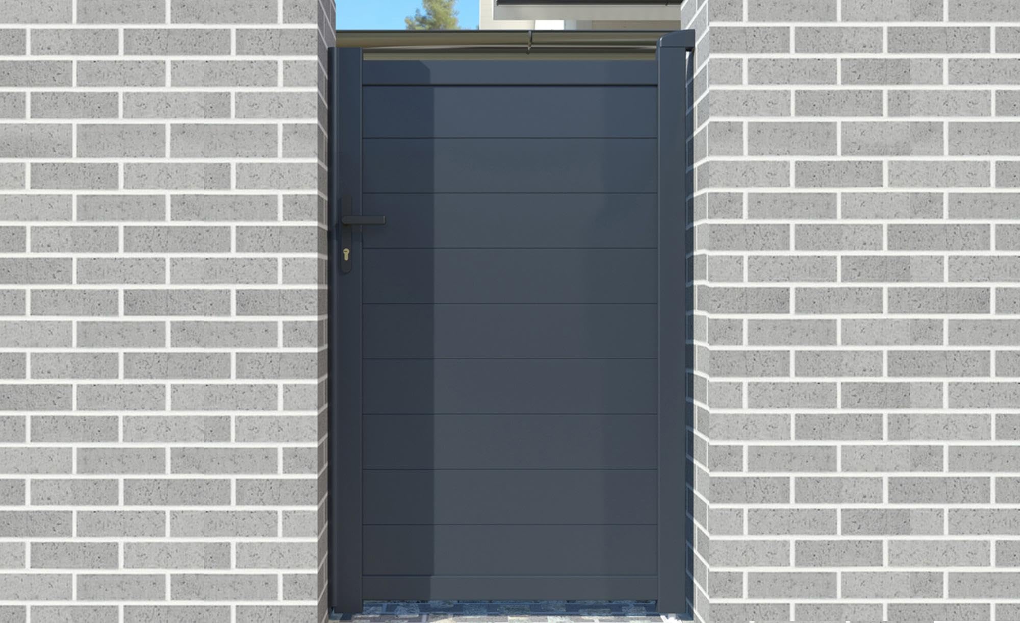 Casanoov Puerta peatonal exterior​ 1m EIGER Alt.160cm + Kit de inversión de apertura