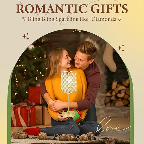 Miniatura 7 de Lámpara dorada para dormitorio, lámpara de mesa de cristal con puertos USB-C+A y CA, lámpara de noche regulable de 3 vías con pantalla de cristal,