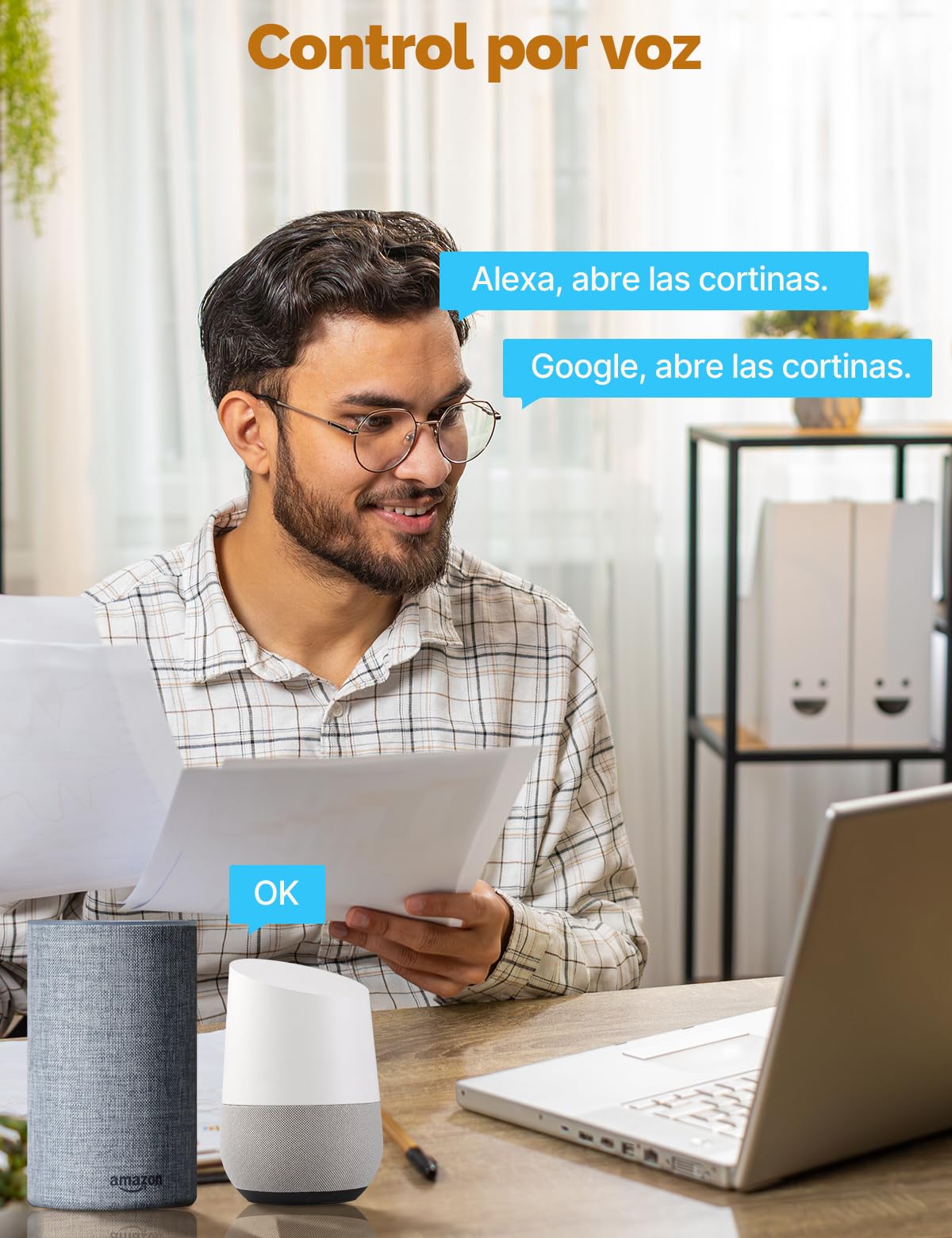 MOES Interruptor de Persianas Inteligente WiFi 2.5D, Control de Persianas con Ajuste de Porcentajes, Temporizador y Control por Voz, Compatible con Alexa y Google Home, Requiere Cable Neutro 4 PCS