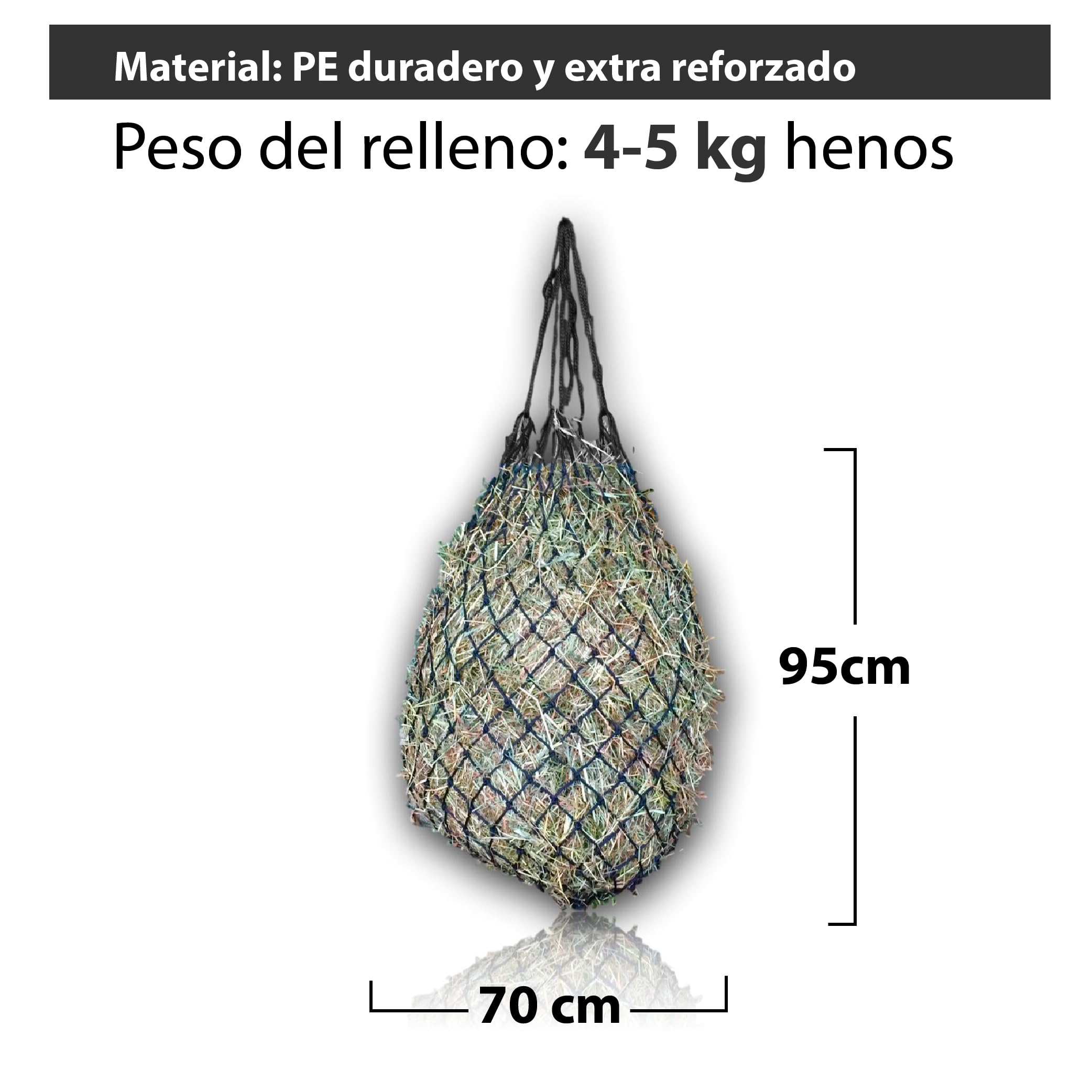 Pferdelinis Red de heno para Caballos ocupación para Caballos Red de heno de Malla Estrecha 5x5 Ideal para una alimentación Lenta 4-5kg