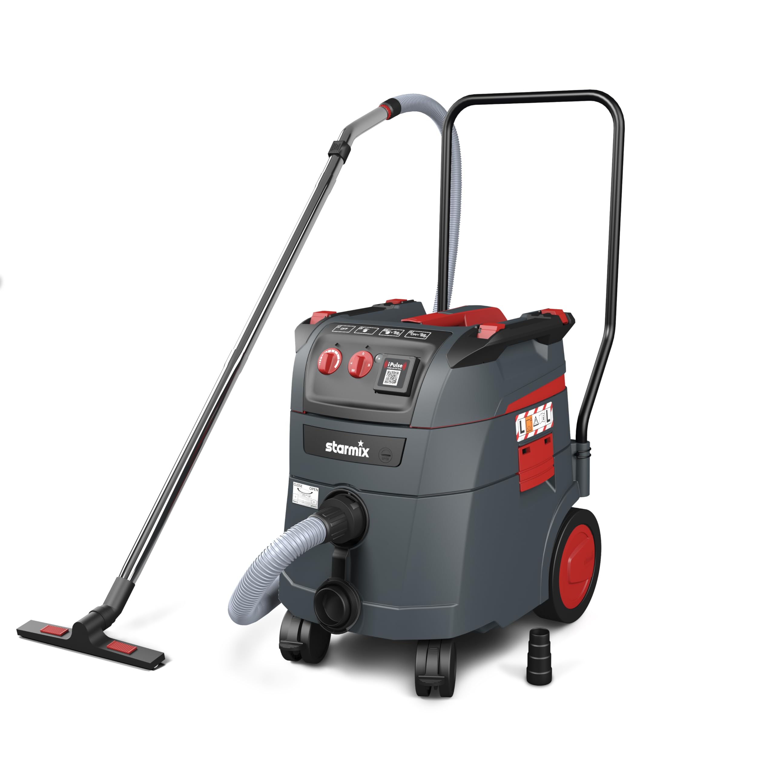 Starmix iPulse L-1635 Top – Aspirador Industrial Clase L 280 mbar, 75 l/s, 35 l – Limpieza automática del Filtro – Manguera de 5 m – Contenido Completo con Kit de Accesorios – Fabricado en Alemania