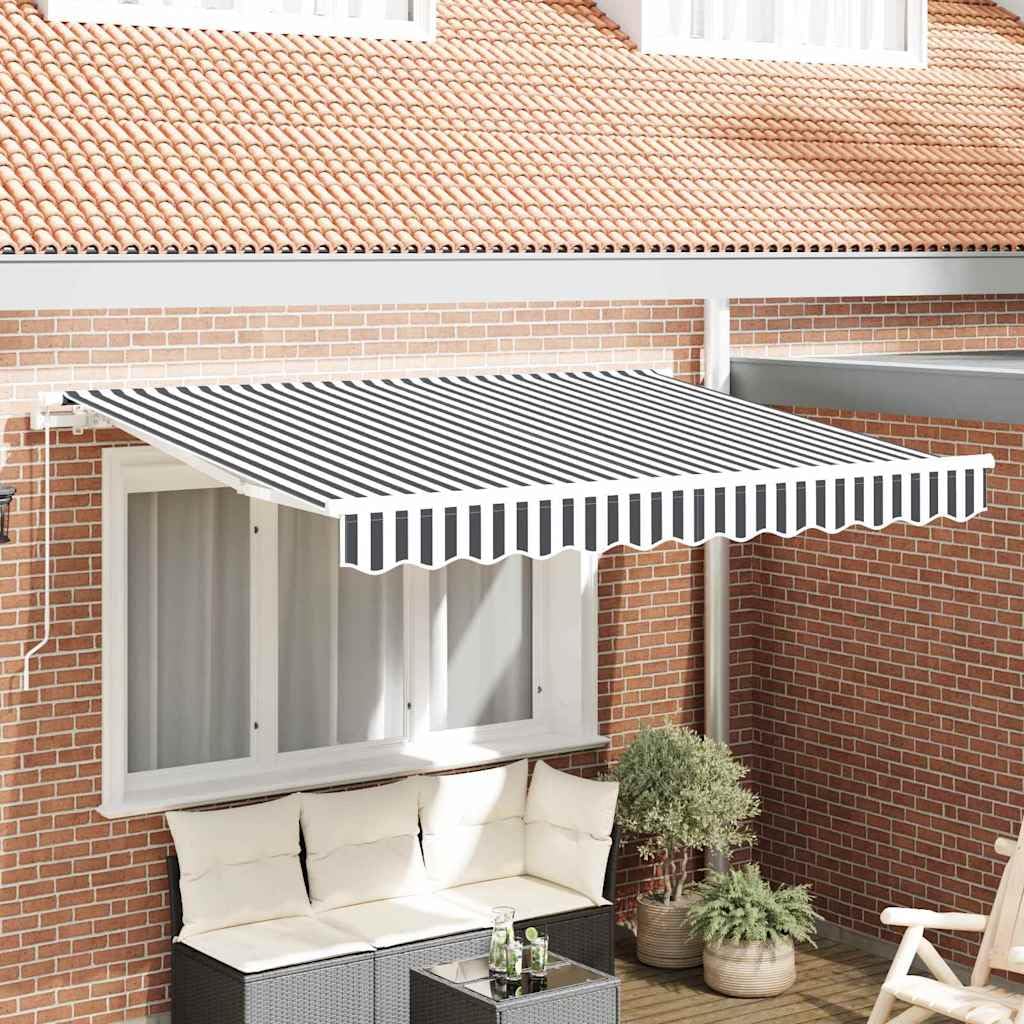Toile de Rechange pour Store banne extérieur en Polyester Anthracite et Blanc 2,5 x 2 m avec Lambrequin pour terrasse Jardin Balcon, Protection ombrage Pluie et Vent Durable