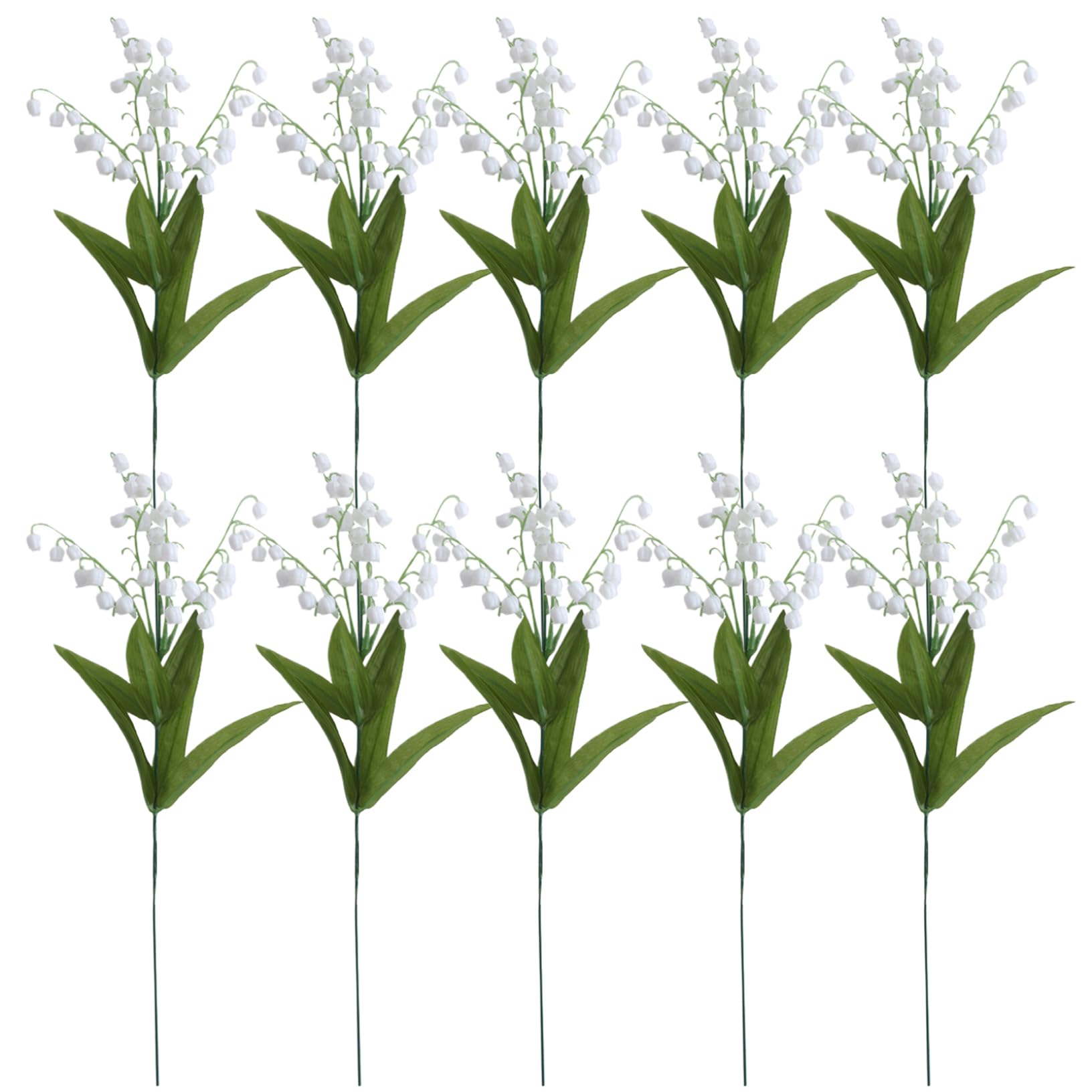 Tsawntd Artificial Lily of the Valley 10PCS 14" Lifelike Lily of the Valley Decor White Bell Flowers with 5 Stem for Home Garden Wedding Party Decor White Artificial Flowers