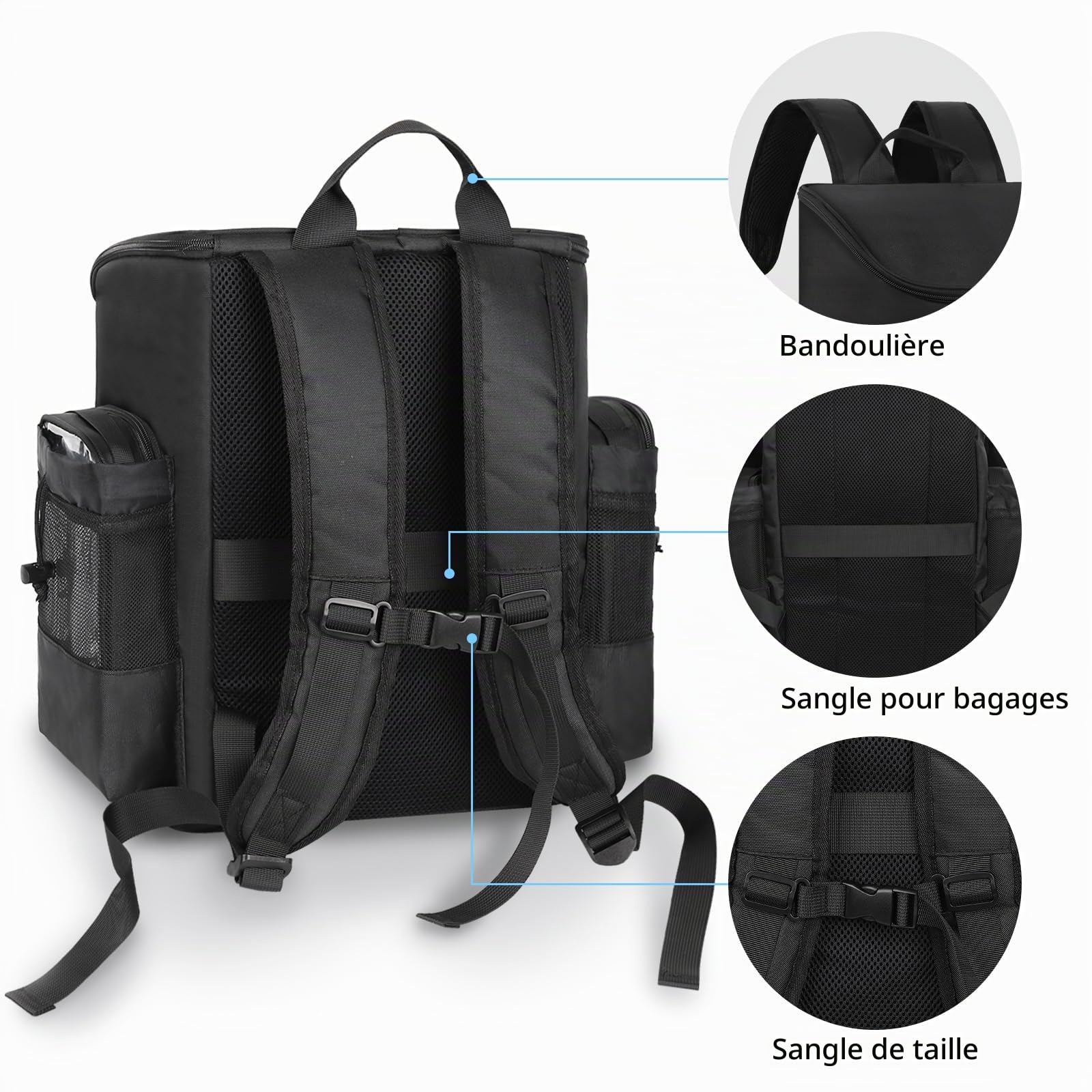 Sac de voyage pour coiffeur, sac à dos de voyage de grande capacité pour barbier, sac de coiffure avec séparateurs réglables, étui de voyage pour outils de coiffure, sacs de cosmétologie