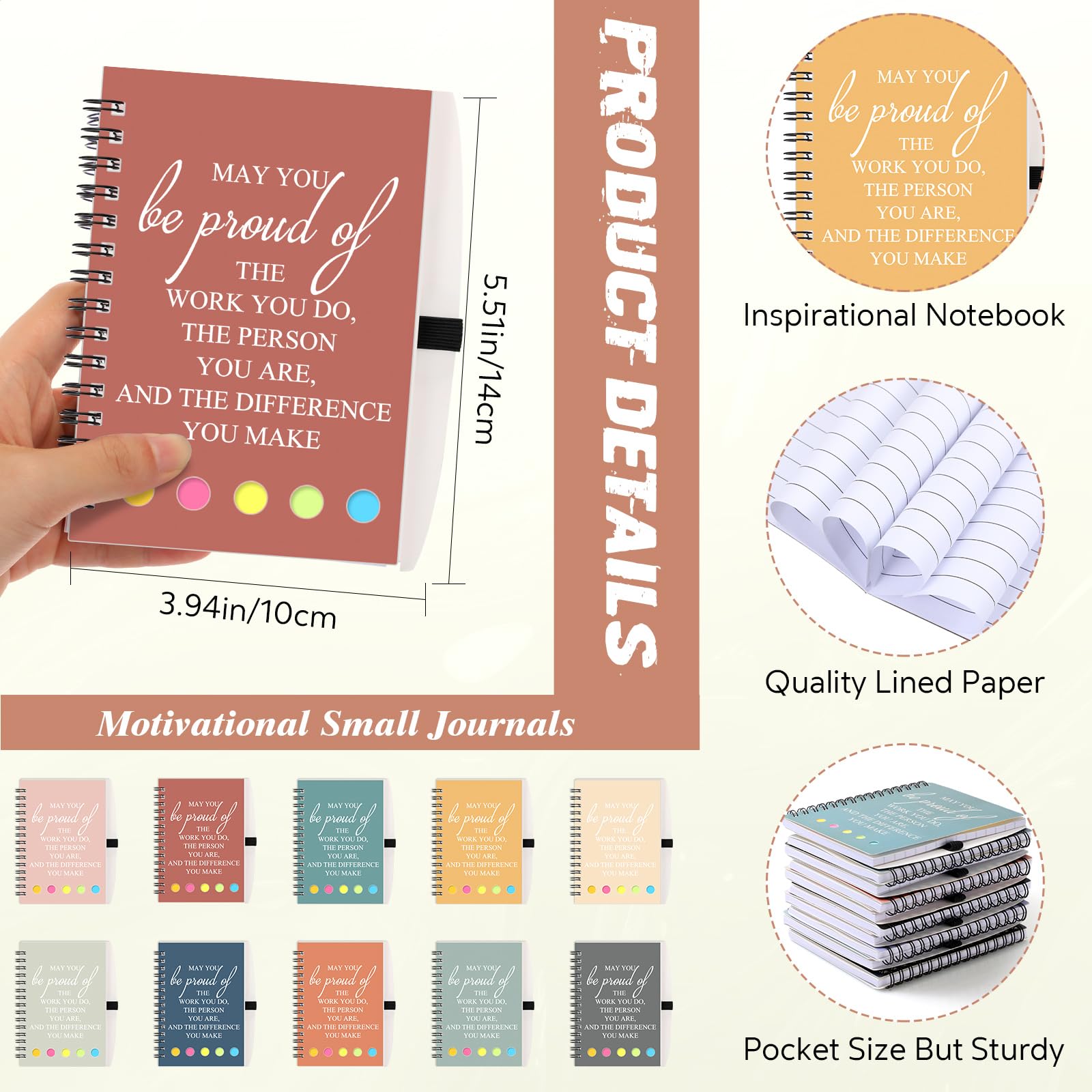 Spiralnotizbuch, 30-teiliges Set mit Aufschrift "May You Be Proud of The Work You Do", Notizbuch mit Haftnotizen, Kugelschreiber für Tierarzt, Techniker, Kollegen, medizinische Assistenten