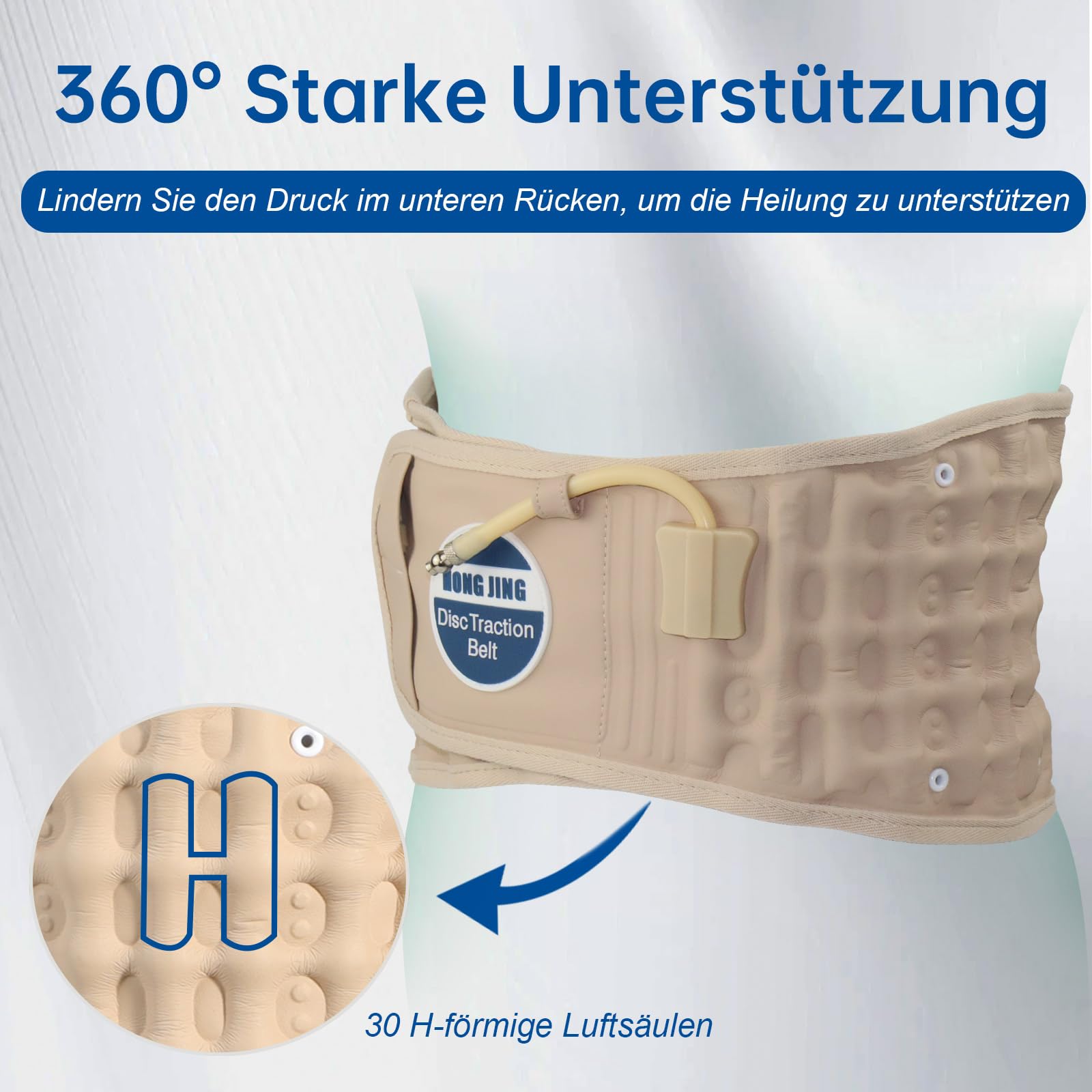 HONGJING Dekompressions Rückengurt zur Linderung von Schmerzen im unteren Rücken, Aufblasbarer Lendenwirbelstützgurt, Einheitsgröße, passend für 29-49 Taille