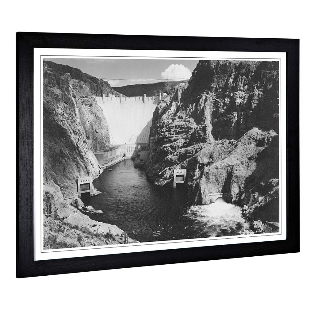 Big Box Art Framed Print of Ansel Adams Boulder Dam Colorado River Design | Wall Art Picture | Home Decor for Kitchen, Living Room, Bedroom, Hallway, Black, A2 / 24.5x18 Inch / 62x45cm