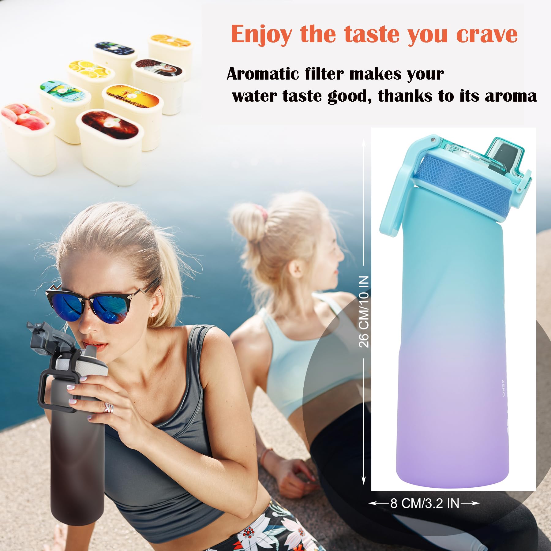 Air Borraccia Originale Up da 700ml, Tritan Starter Set BPA-Free, 0 Sugars with 7 Pods (blue)