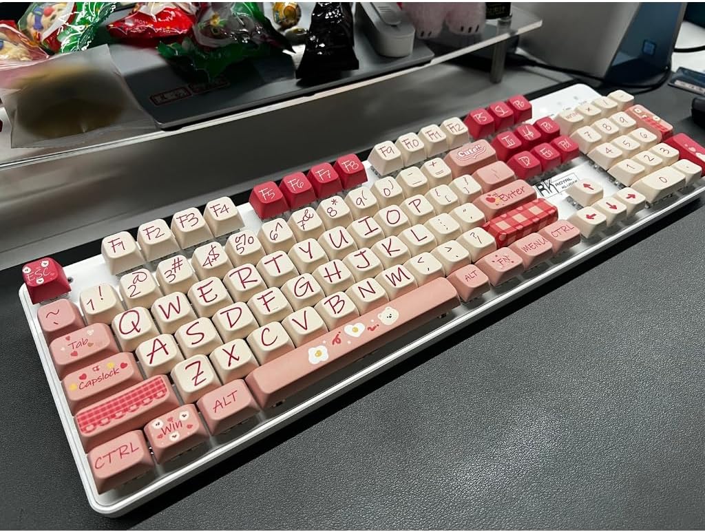 Chocolate Bear Keycaps 126Keys MDA Height PBT Sublimation Keycap Mechanical Keyboard Caps for Gaming Keyboard